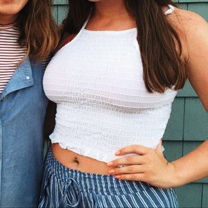 White L.A. Hearts Halter Crop Top